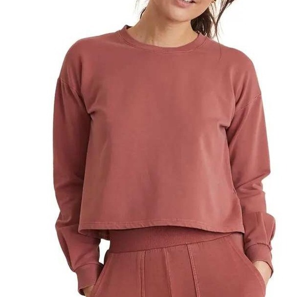 Marine Layer Tops - Marine Layer Tate Crop Sweatshirt Red Ochre Muted‎ Comfy Modal Cotton Womens XL